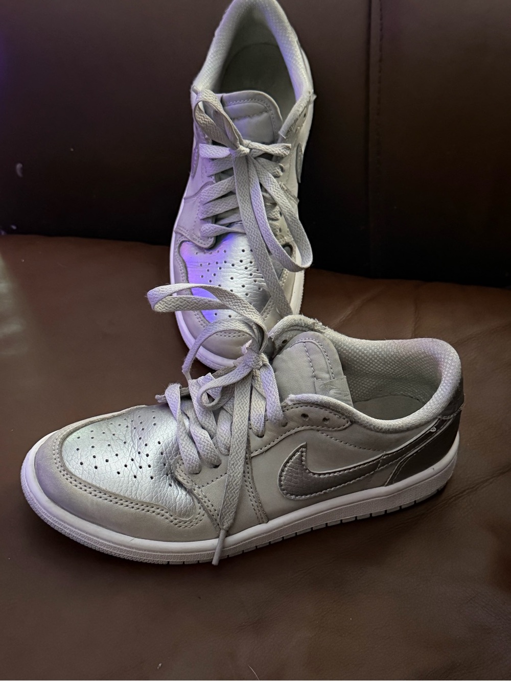 Youth Low-Top Nike Jordan Sneakers - Metallic Gray, Size 2.5Y